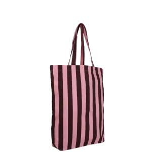 Tragetasche aus Baumwolle • Rosa/Braun gestreift