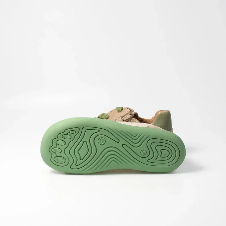 bLIFESTYLE Barfuß-Sneaker kodiakbärSTYLE beige grün – Kinderschuh mit Barfußgefühl – Bild 5