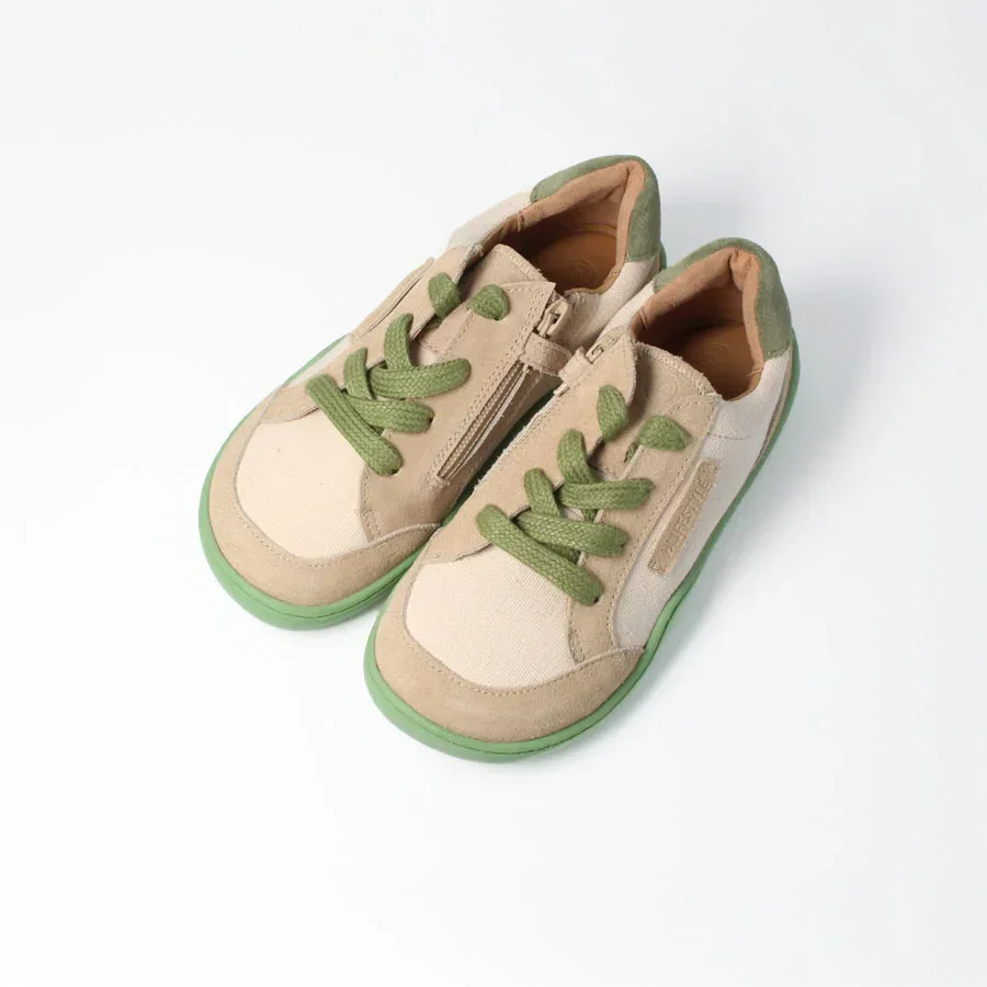 bLIFESTYLE Barfuß-Sneaker kodiakbärSTYLE beige grün – Kinderschuh mit Barfußgefühl – Bild 7