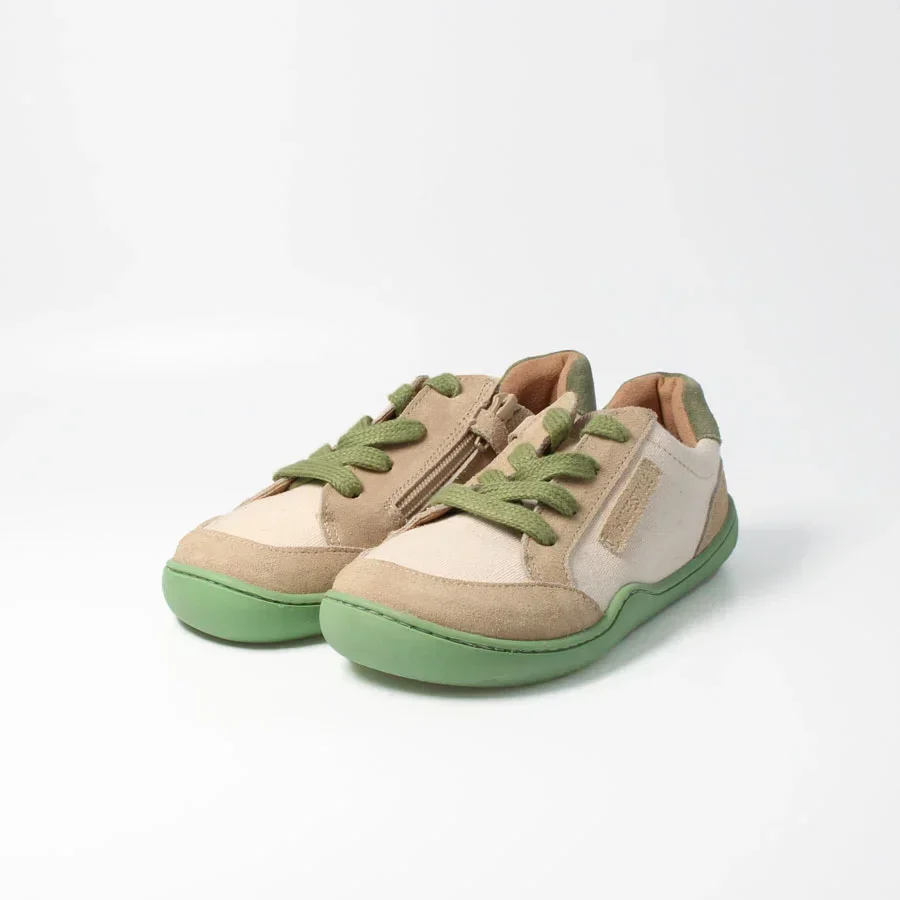 bLIFESTYLE Barfuß-Sneaker kodiakbärSTYLE beige grün – Kinderschuh mit Barfußgefühl – Bild 3