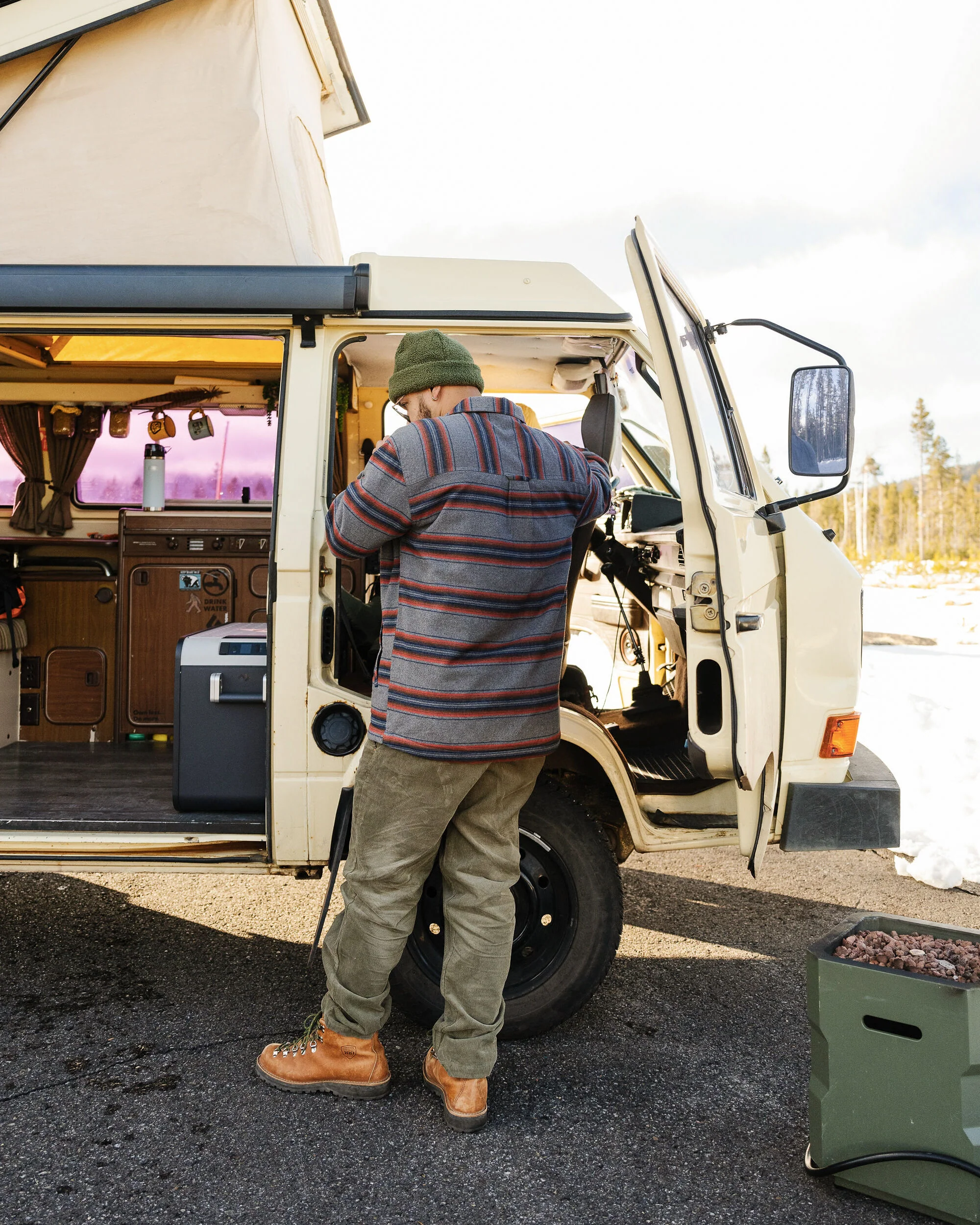 Freestyle Sherpa-gefüttertes Overshirt - Graumeliert Gestreift – Bild 5