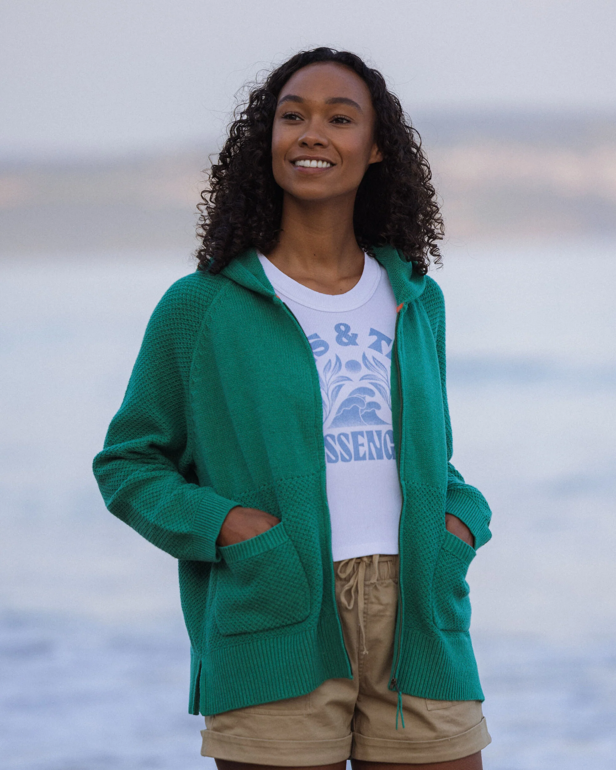 Cove Strickjacke mit Reißverschluss aus Bio-Baumwolle - Grünsee – Bild 5