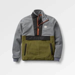 Waldland Kapuzenloses Polarfleece - Grau Meliert/Khaki