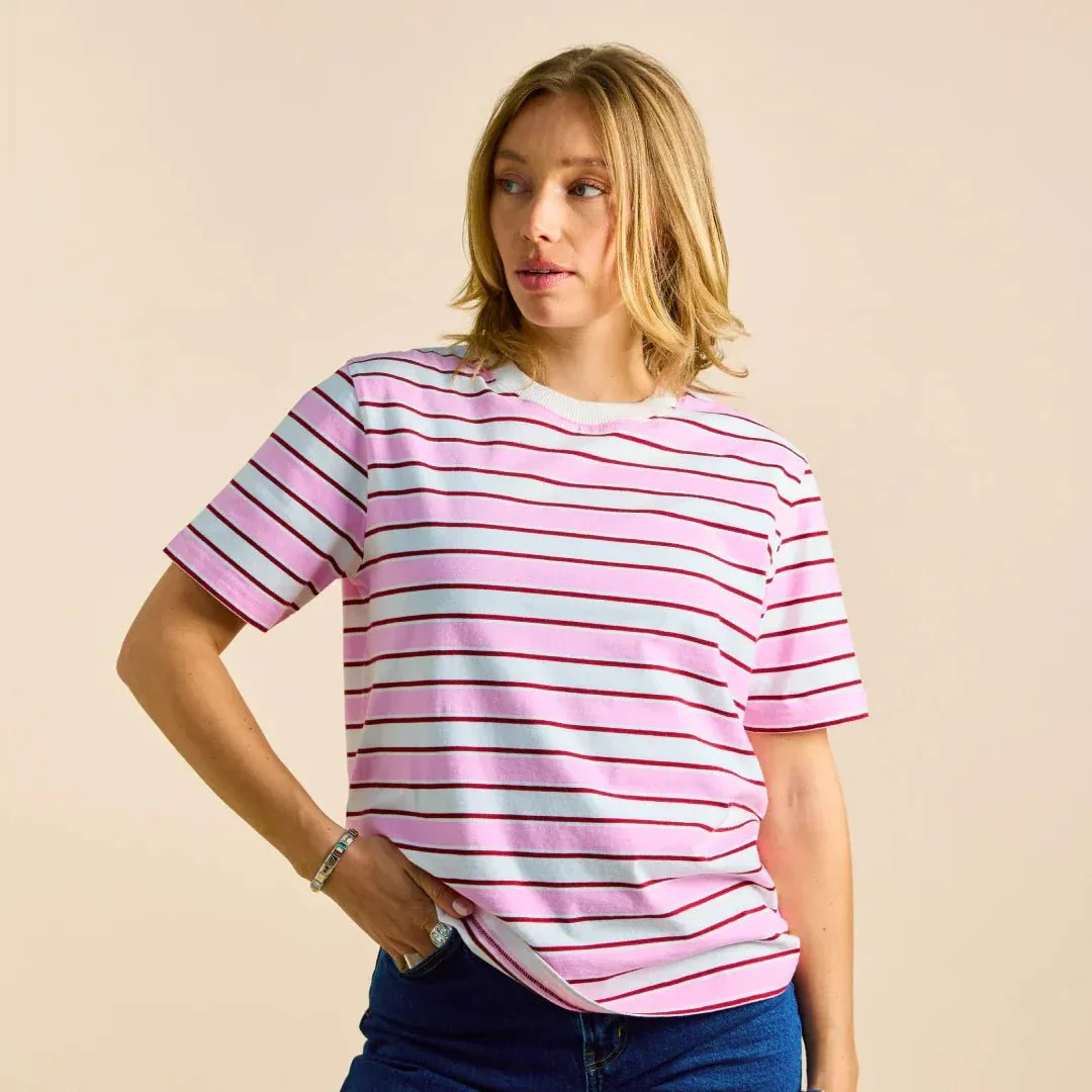 T-Shirt Gestreift aus Bio-Baumwolle • Weiß/Pink – Bild 6