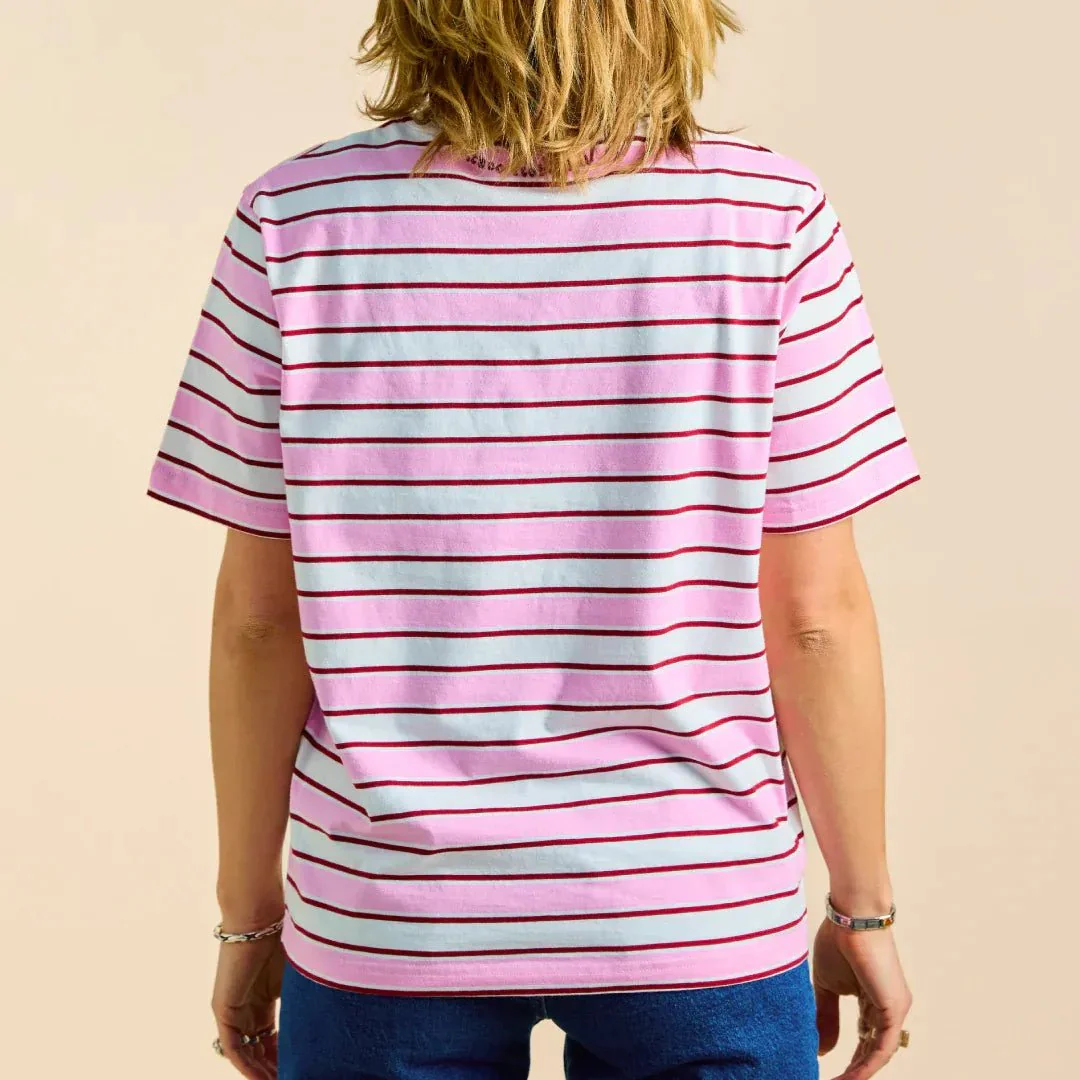 T-Shirt Gestreift aus Bio-Baumwolle • Weiß/Pink – Bild 4
