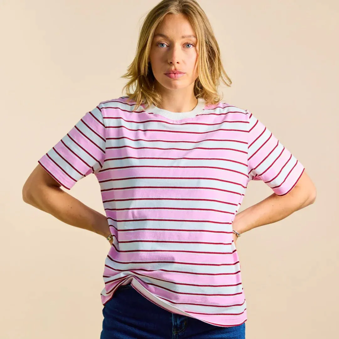 T-Shirt Gestreift aus Bio-Baumwolle • Weiß/Pink – Bild 2