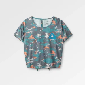 Chakra Tie Back Aktiv T-Shirt - Palm Camo Tiefsee