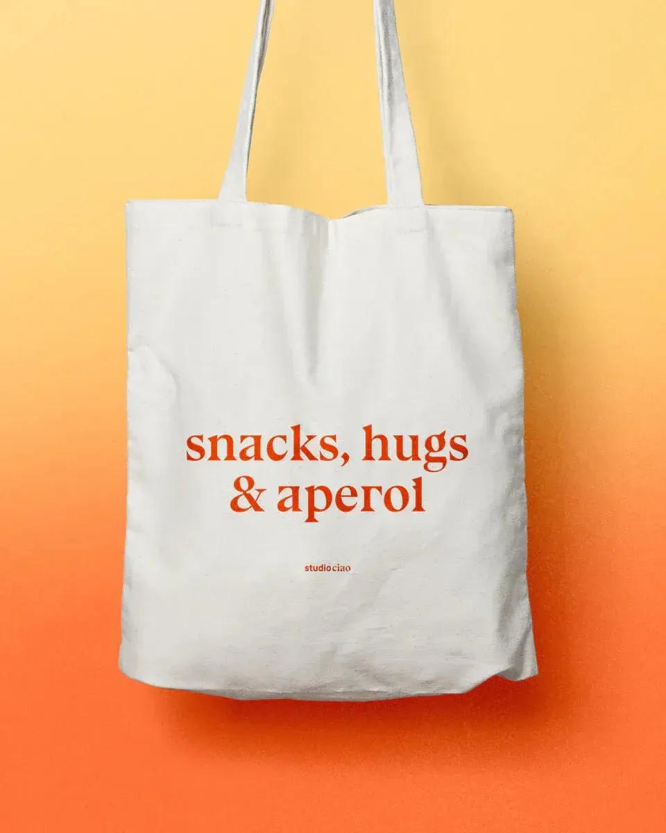SNACKS, HUGS & APEROL Jutebeutel – Bild 2