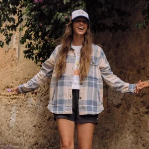 Stella Bio-Baumwoll-Langarmshirt - Provinz Blau Karo