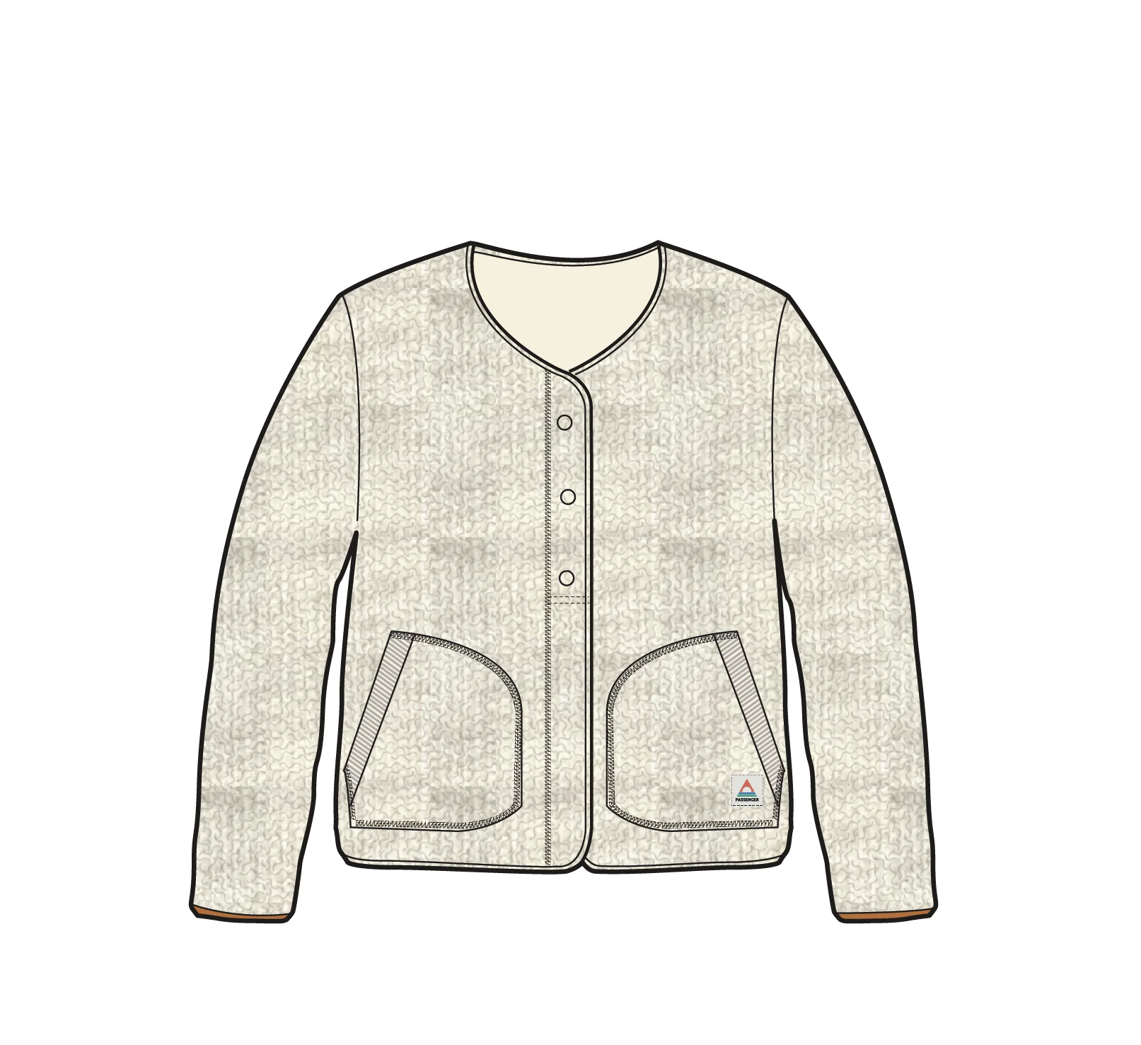 Iris Fleecejacke ohne Kragen – Hafer – Bild 9