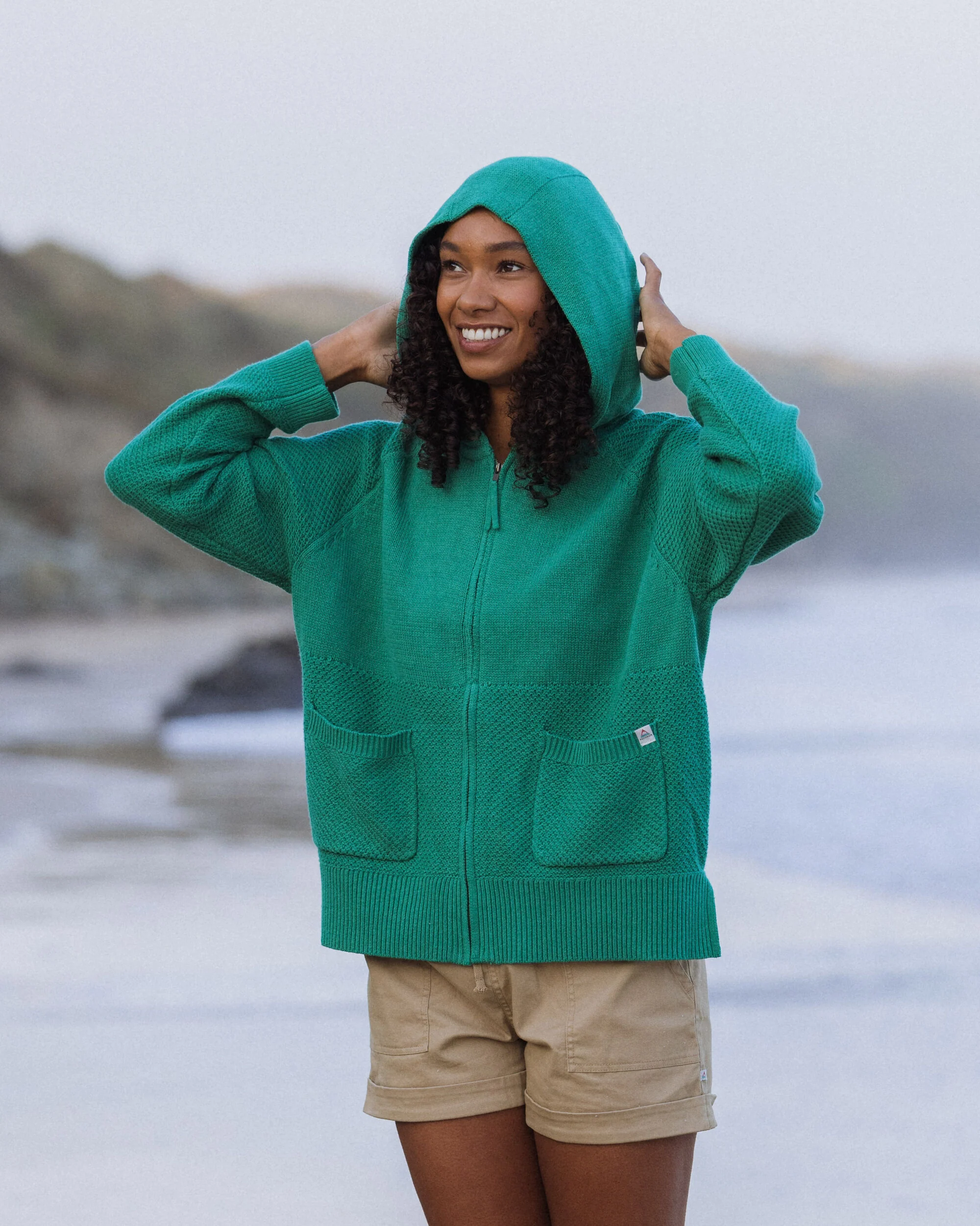 Cove Strickjacke mit Reißverschluss aus Bio-Baumwolle - Grünsee – Bild 6